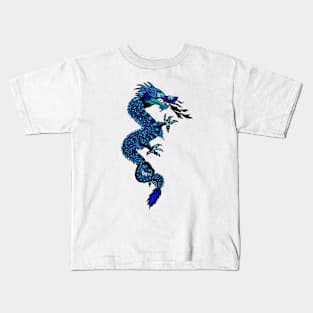 Blue Chinese dragon design Kids T-Shirt